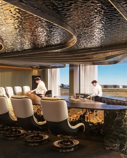 Render del espacio del restaurante Amaebi de Manises, Valencia